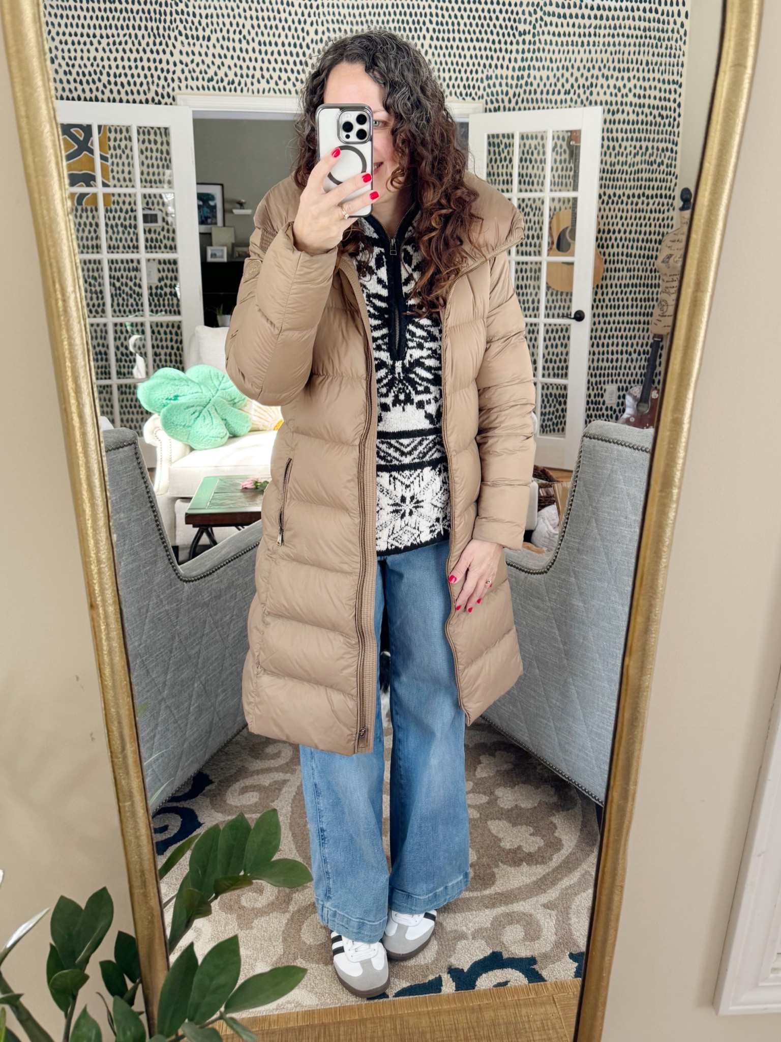 Cold winter day outfit. Sweater is very old Anthropologie. Linked similar. These Old Navy jeans continue to be a favorite. I have thick socks on under my Sambas!

#LTKover40 #LTKSeasonal