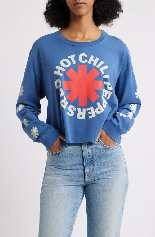 Daydreamer Red Hot Chili Peppers Long Sleeve Cotton Graphic T-Shirt in Denim at Nordstrom, Size X-Large | Nordstrom