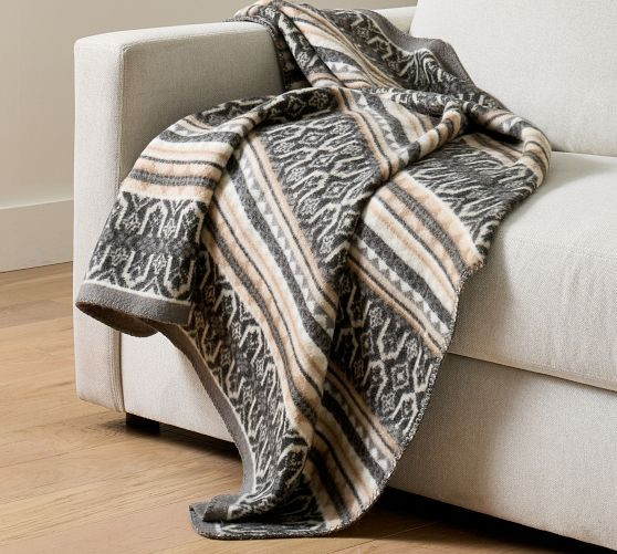 Wool Jacquard Knit Throw | Pottery Barn (US)