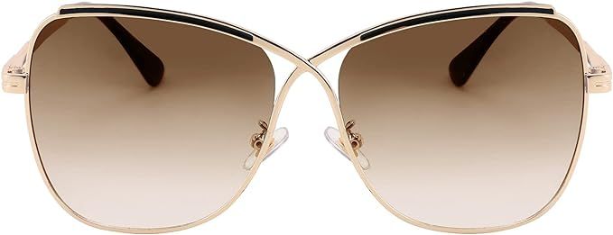 FEISEDY Womens Cute Sunglasses Oversized Butterfly X Shape Design Cateye Lady Sunglasses B2738 | Amazon (US)