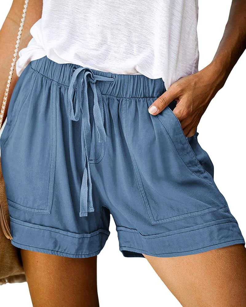 BTFBM Summer Shorts for Women 2025 Casual Elastic Waist Drawstring Lightweight Beach Lounge Short... | Amazon (US)