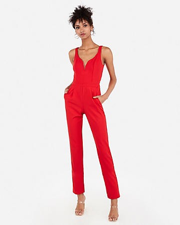 v-wire sweetheart jumpsuit | Express