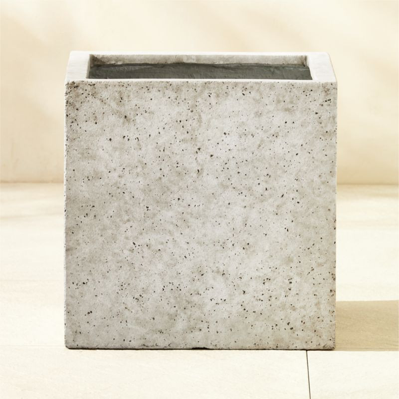 Ash Square Grey Cement Indoor/Outdoor Planter Small + Reviews | CB2 | CB2
