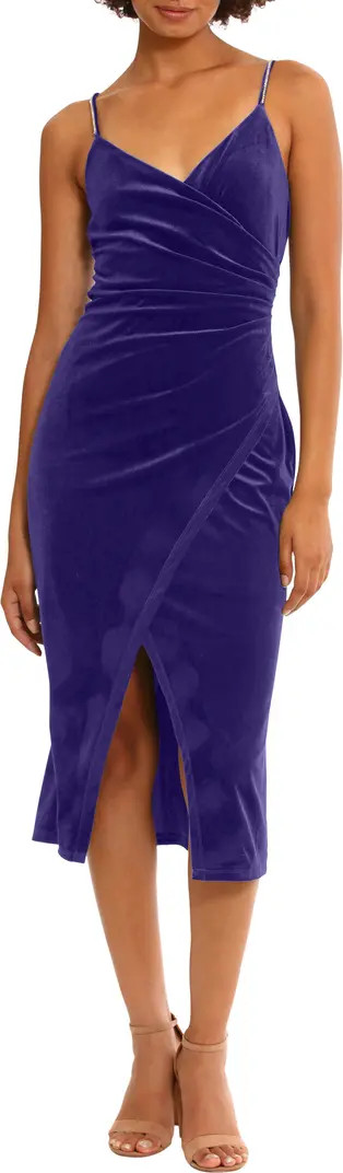 Crystal Strap Velvet Midi Cocktail Dress | Nordstrom Rack