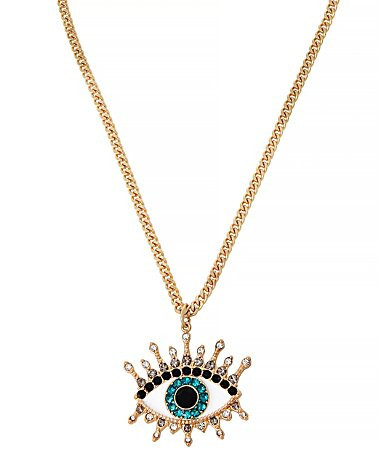 Kurt Geiger London Evil Eye Rhinestone Embellished Statement Pendant Necklace - Teal | Dillard's