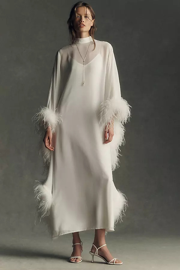 Hutch Feather-Trim Sheer Kaftan | Anthropologie (US)