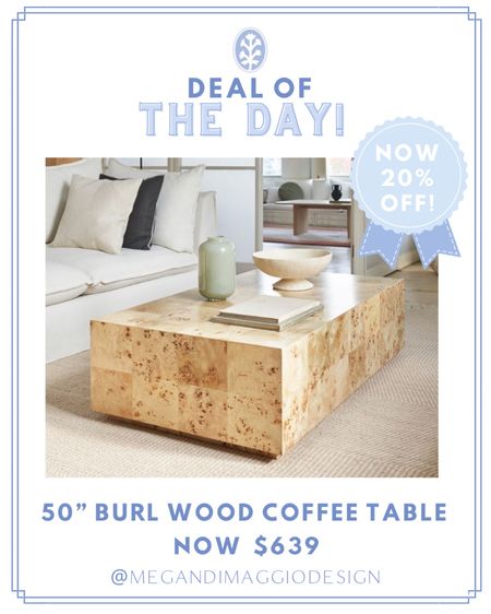 Pretty new & large burl wood coffee table find!! And it’s now 20% OFF for Labor Day making it one of the more affordable burl wood coffee tables out there!! 🙌🏻 Snag it for $639!!

#LTKsalealert #LTKhome #LTKFind