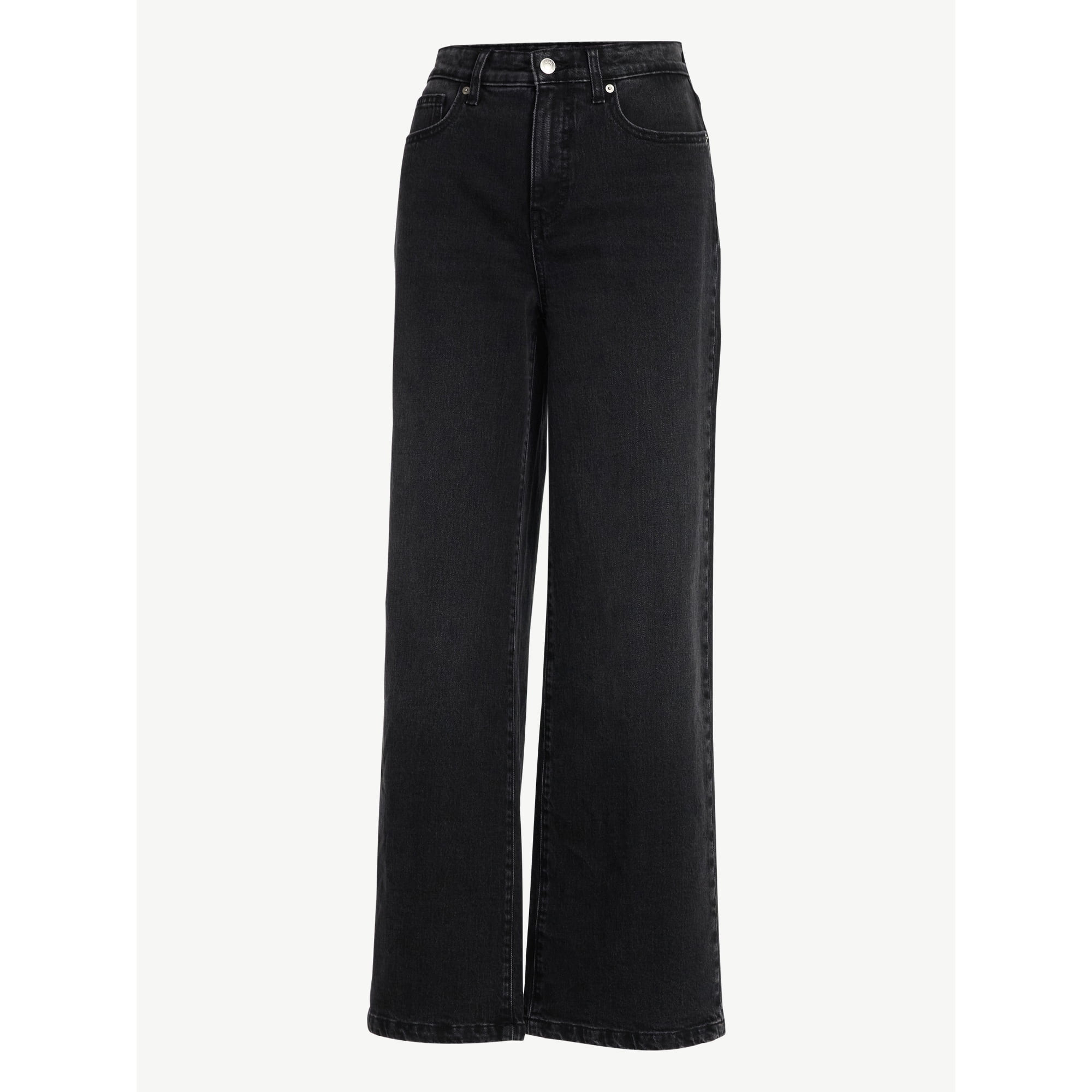 Free Assembly Women's High Rise Full Length Wide Leg Jeans, 30" Inseam, Sizes 0-26W | Walmart (US)