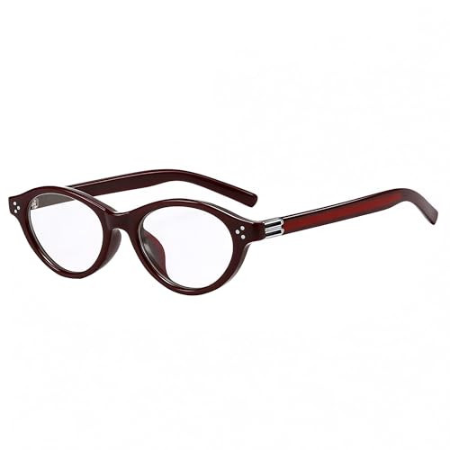 DreamCalf Oval Cat Eye Fake Glasses Trendy Small Round Office-Siren Blue Light Glasses for Women Daily Life | Amazon (US)
