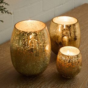 Gold Crackle Mercury Candle Jars - Winter White | West Elm (US)