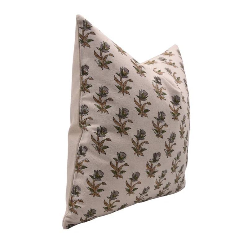 Fabdivine FABRITUAL Block Print Duck Canvas  Throw Pillow Covers, Handmade  (Coastal Tulip, Brown... | Wayfair North America
