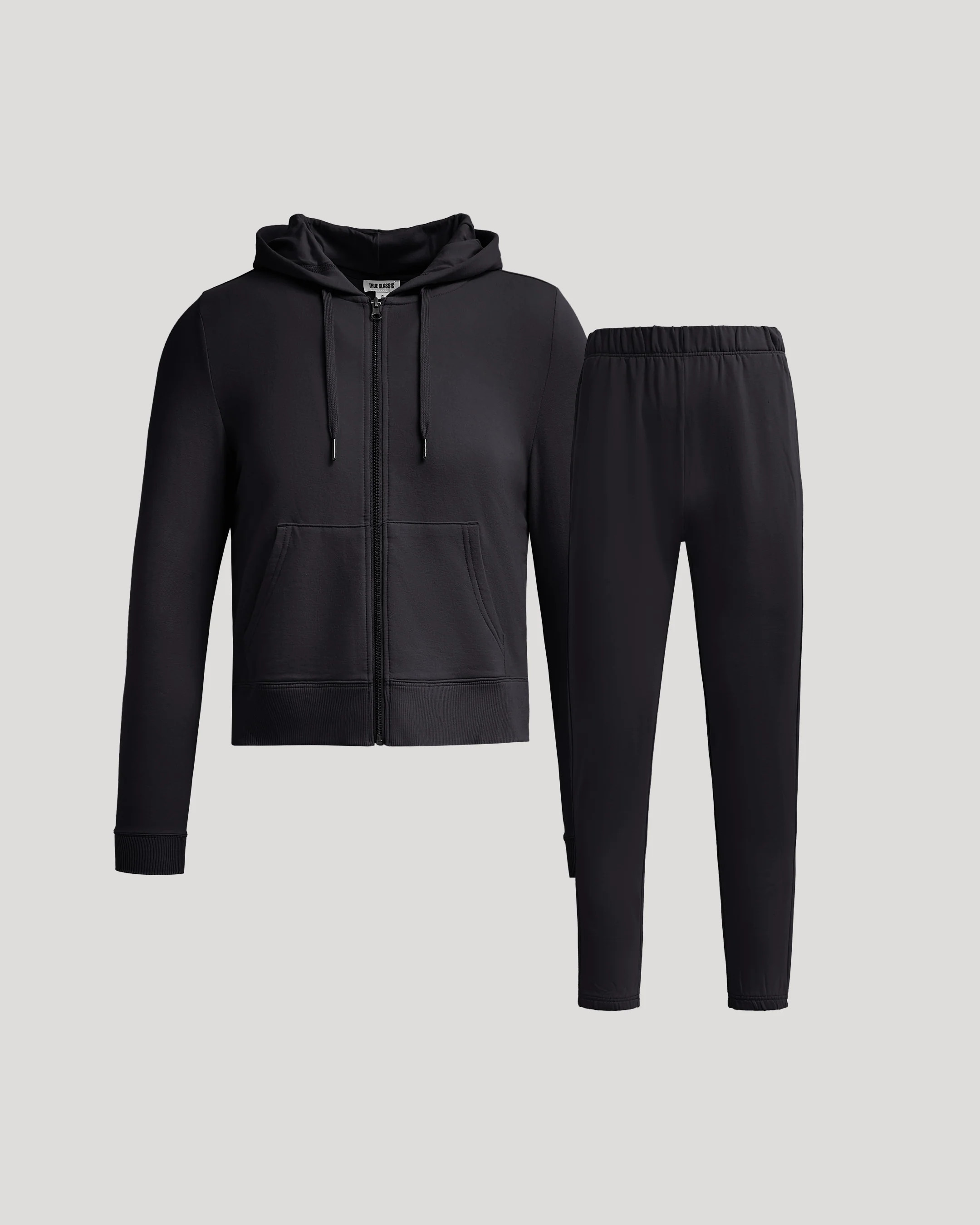 Womens Black Crop Zip Hoodie & Relaxed Jogger 2-Pack | True Classic