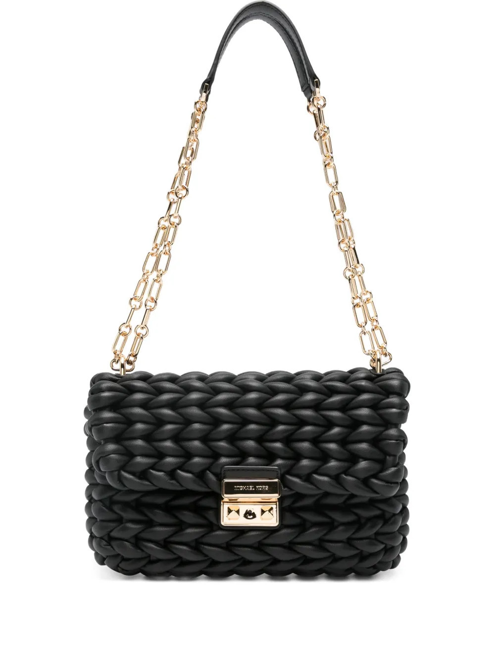 Michael Michael Kors braided-leather chain-strap satchel bag - Black | Farfetch Global
