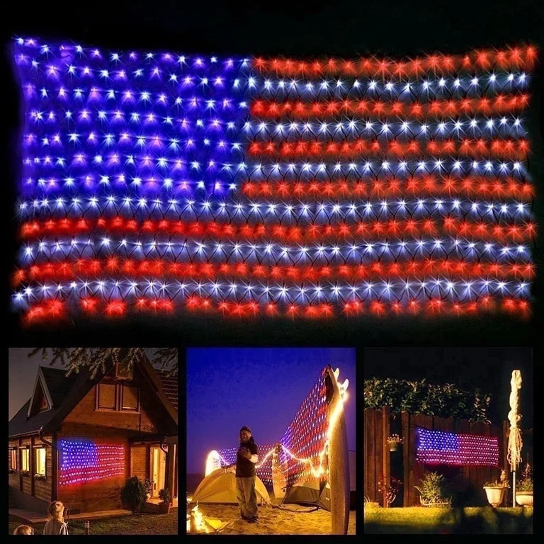 420LED American Flag Net Lights, 4th of July Independence Day Decoration | Walmart (US)