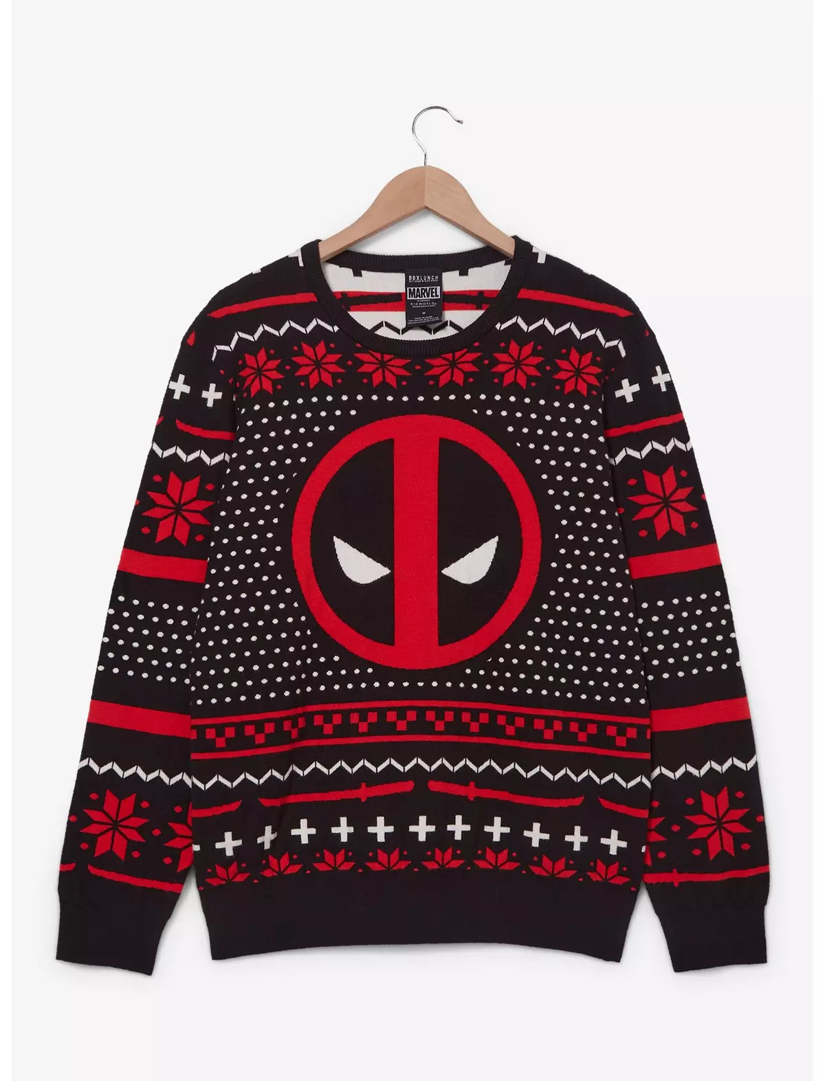 Marvel Deadpool Logo Patterned Holiday Sweater - BoxLunch Exclusive | BoxLunch