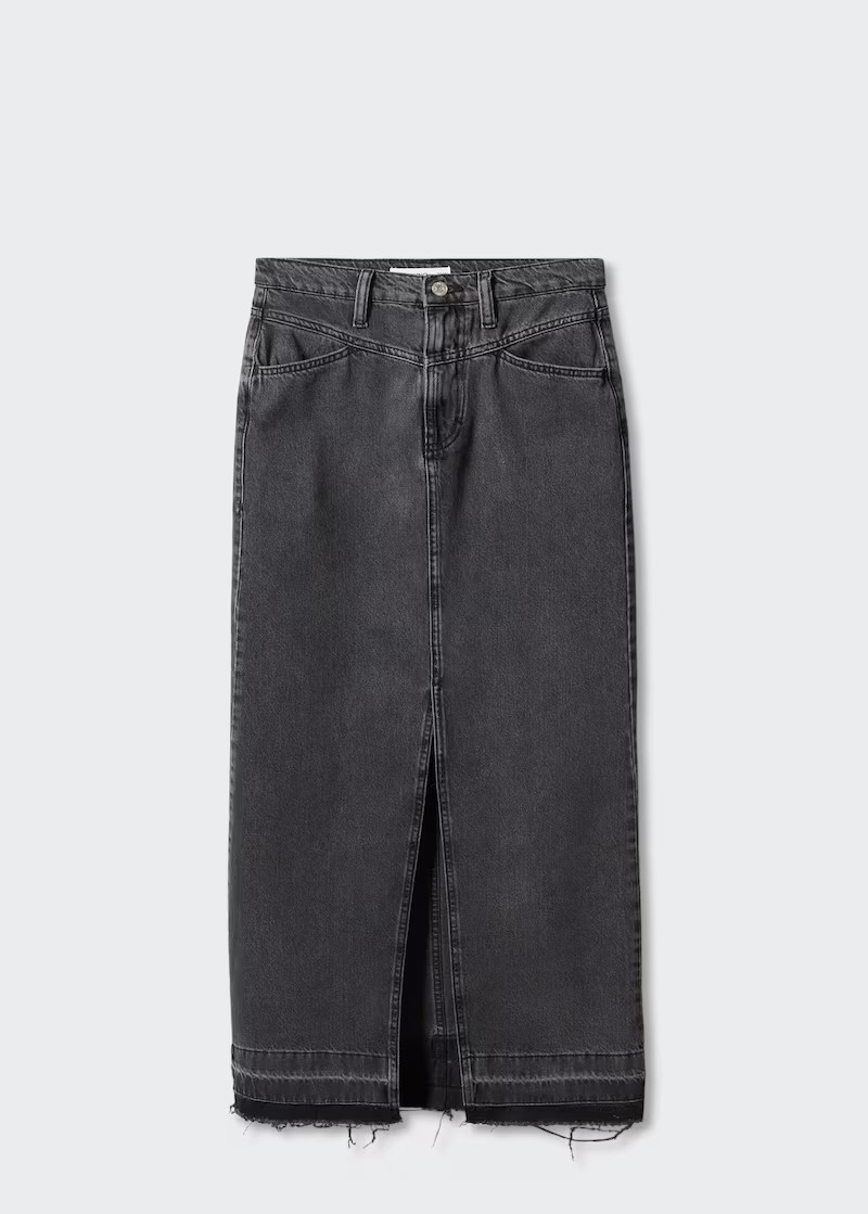 Slit denim skirt -  Women | Mango United Kingdom | MANGO (UK)