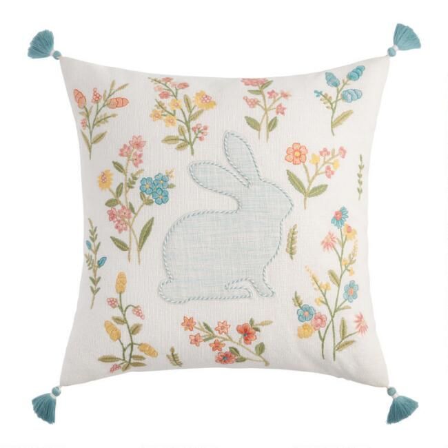 Pier Place Bunny Silhouette Embroidered Throw Pillow | World Market