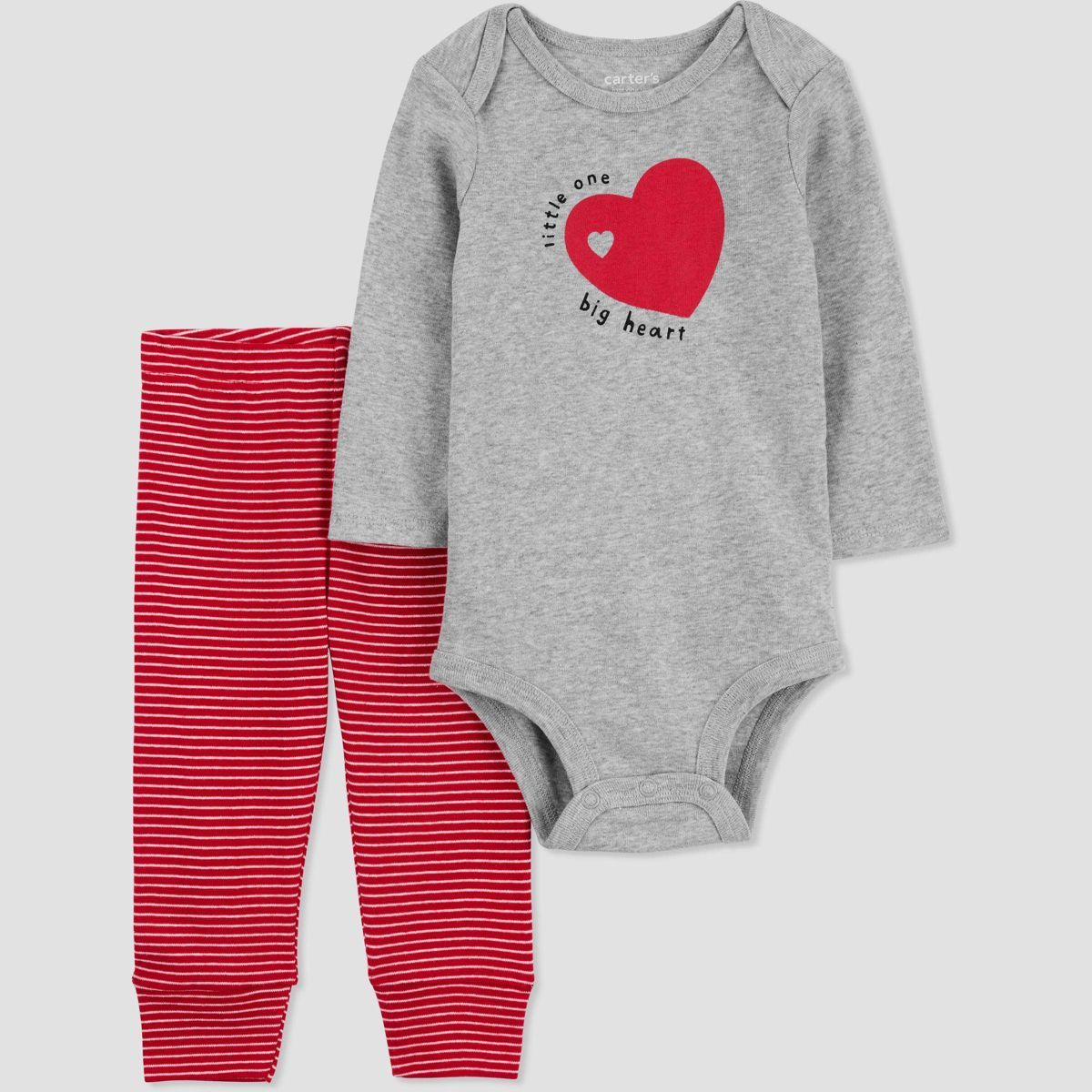 Carter's Just One You® Baby 2pc Valentine's Day Big Heart Bodysuit & Leggings Set - Gray/Red | Target