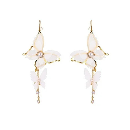 Women Girls Geometric Lace Elegant Sweet Chiffon Dangle Earrings Butterfly Stud Earring Tassel Drop  | Walmart (US)