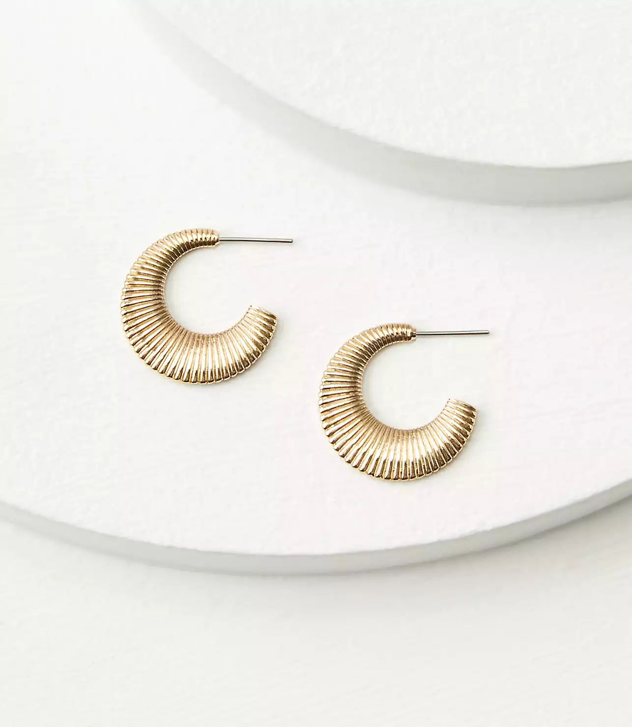 Ribbed Flat Hoop Earrings | LOFT