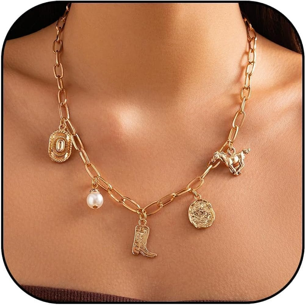 Western Necklace Gold Western Charm Necklace Cowgirl Jewelry Accessories Country Concert Outfit S... | Amazon (US)