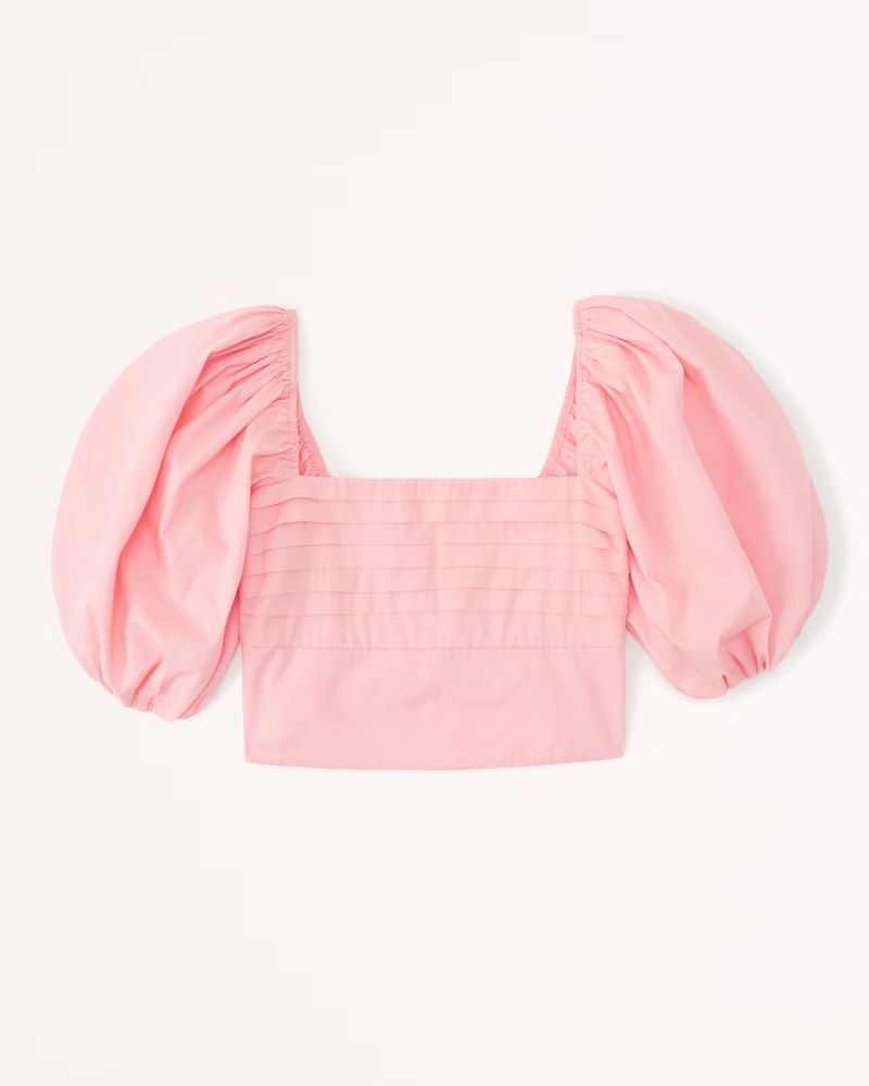 Women's Puff Sleeve Poplin Squareneck Top | Women's New Arrivals | Abercrombie.com | Abercrombie & Fitch (US)