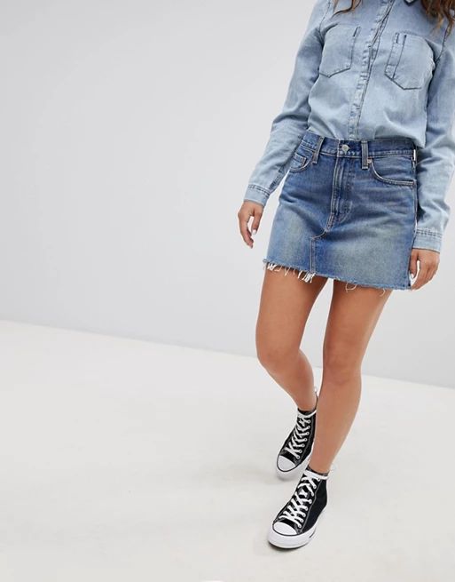 Levi's - Denim minirok met onafgewerkte zoom | ASOS NL