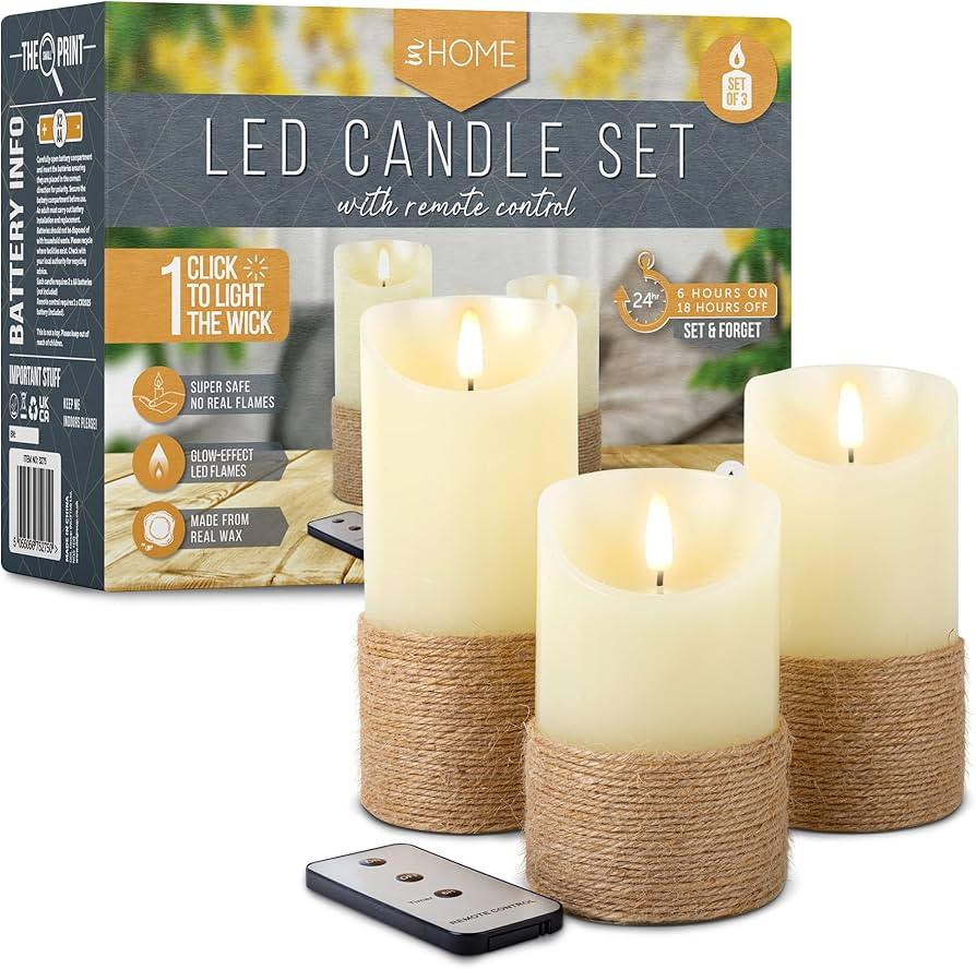 iN LED Candles | LED Candles Flickering with Rope Design | Halloween | Electric Flameless Candle ... | Amazon (UK)