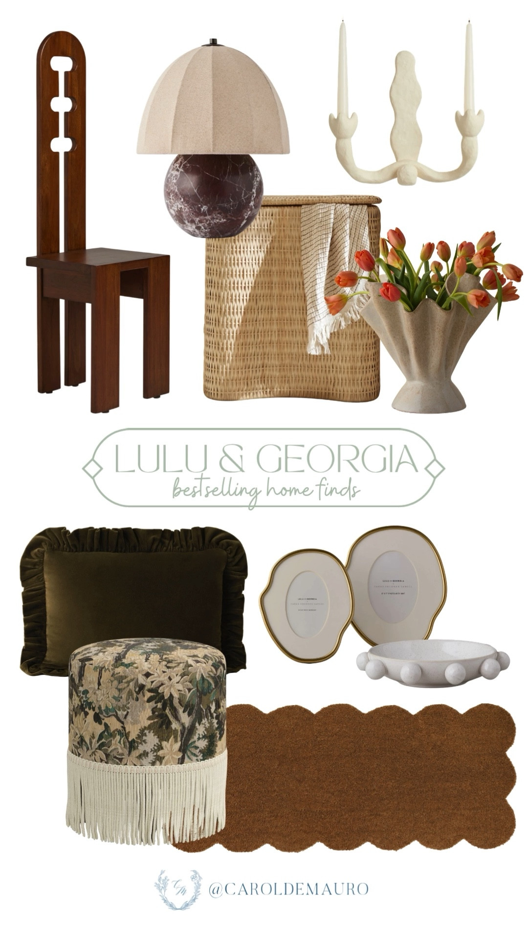 Grab these all-time Lulu and Georgia bestsellers now—from the wavy wicker laundry basket and velvet ruffle pillow to the stone tulip vase, perfectly paired with the iconic high-back silhouette of this unique accent chair.

aesthetic furniture, lighting fixtures, living room design, entryway decor, bedroom inspo, earthy tones, spring refresh, home upgrade

#LTKHome #LTKSeasonal #LTKU