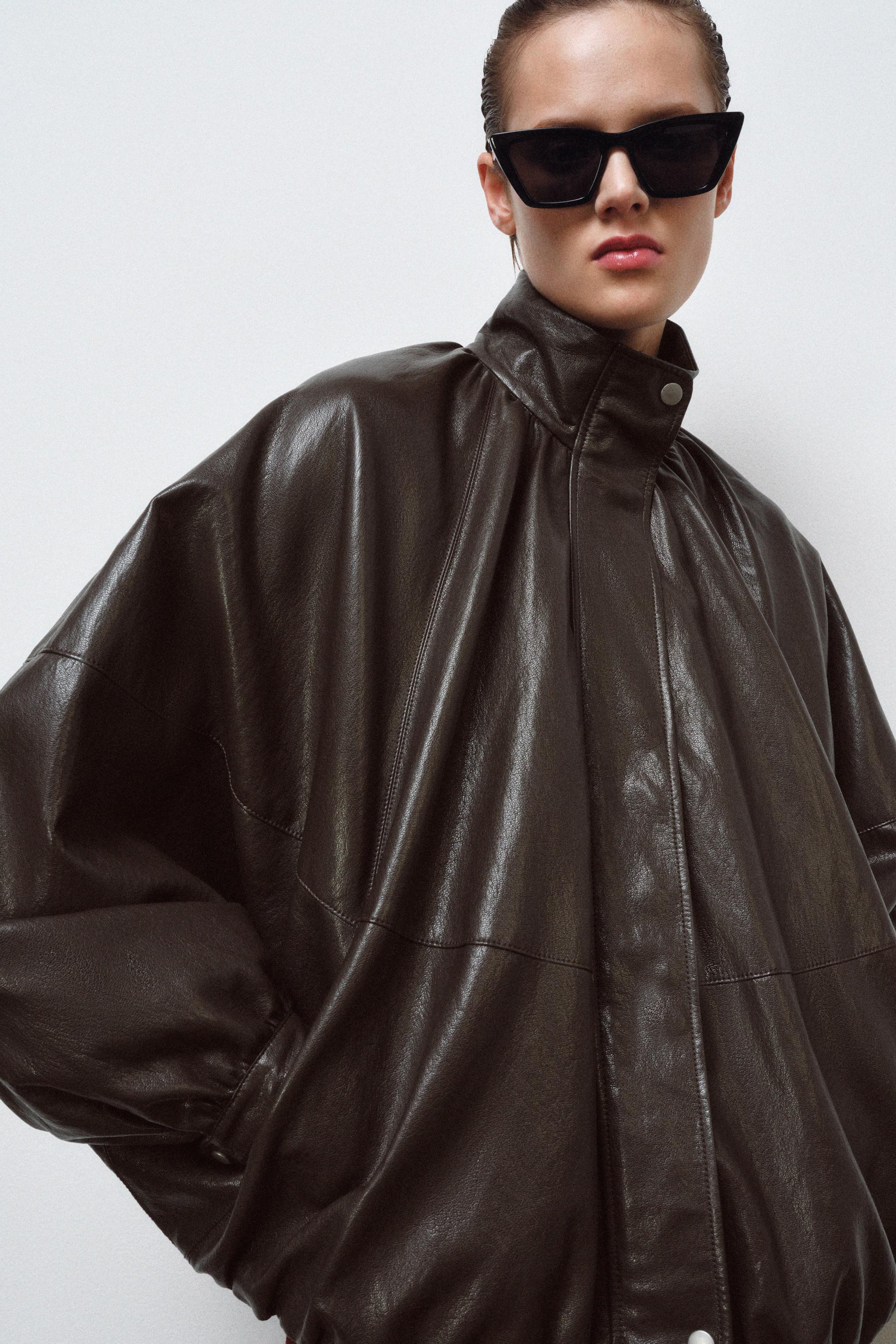 ZW COLLECTION FAUX LEATHER BOMBER JACKET | Zara US