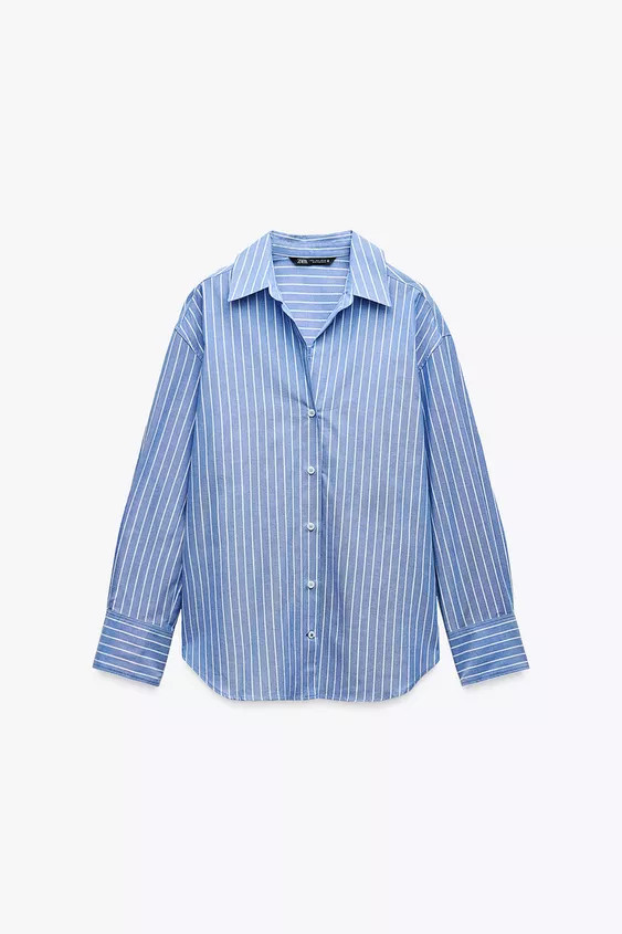 Shirt with a johnny collar, long sleeves and a button-up front. | Zara US