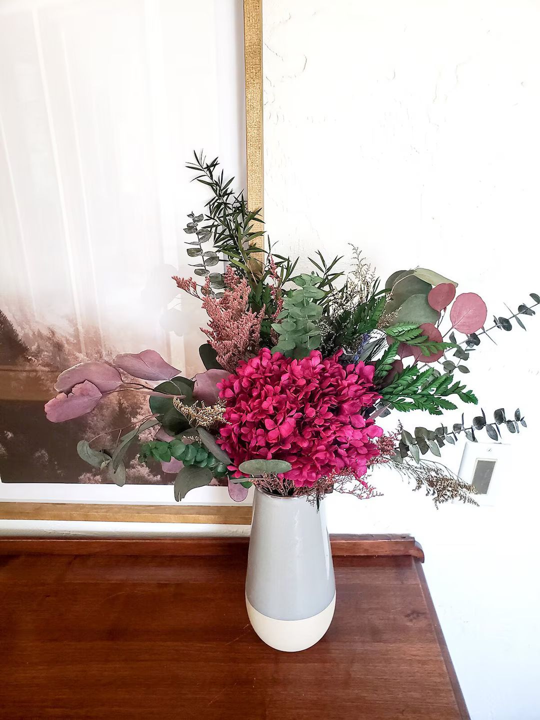 Preserved Hydrangea Bouquet w/ Eucalyptus | Everlasting Flower Arrangement | Dried Flowers | Brid... | Etsy (US)