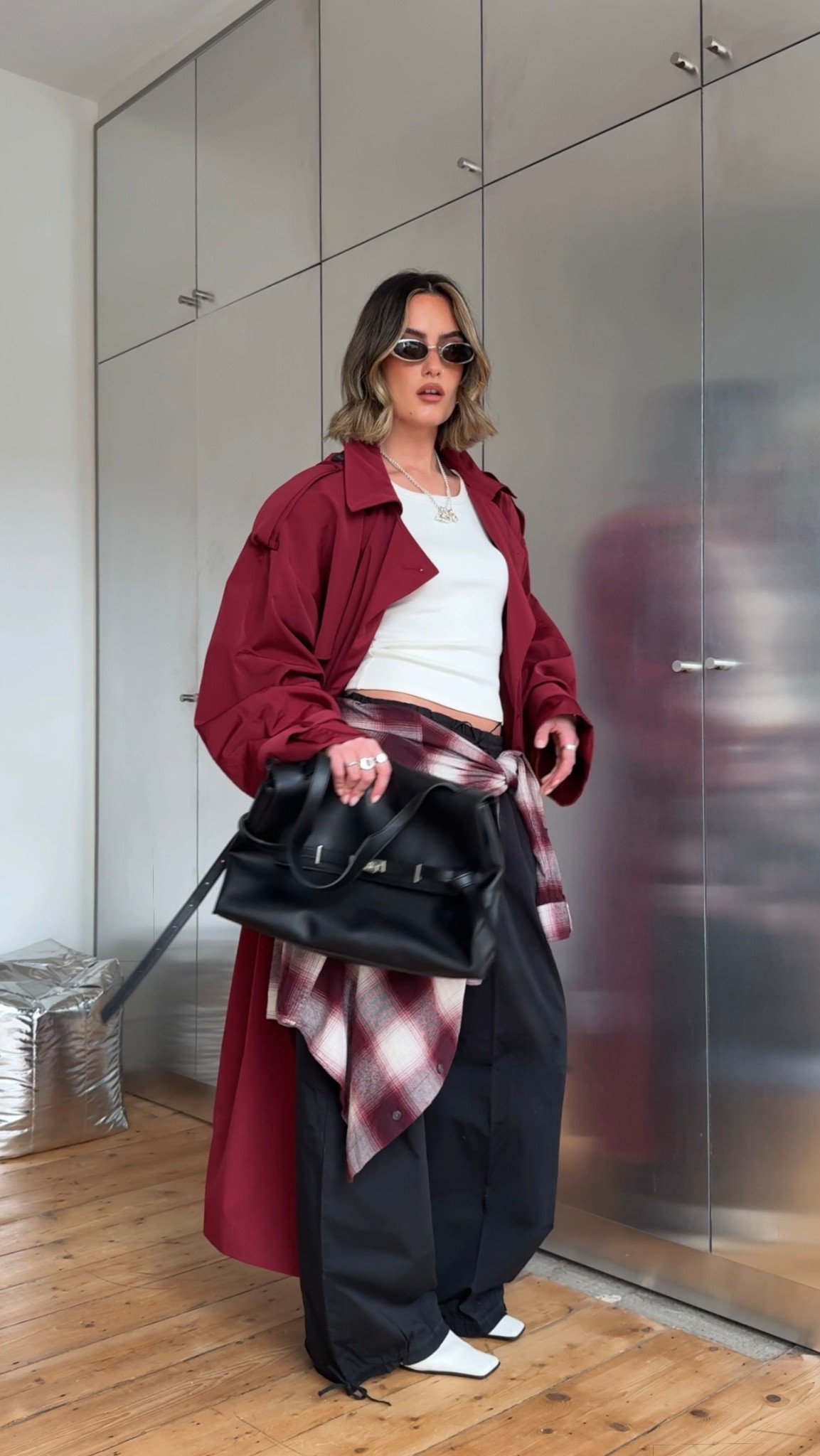 Trench coat, red trench, parachute trousers, cargo trousers, check shirt @ASOS 

#LTKuk #LTKspring