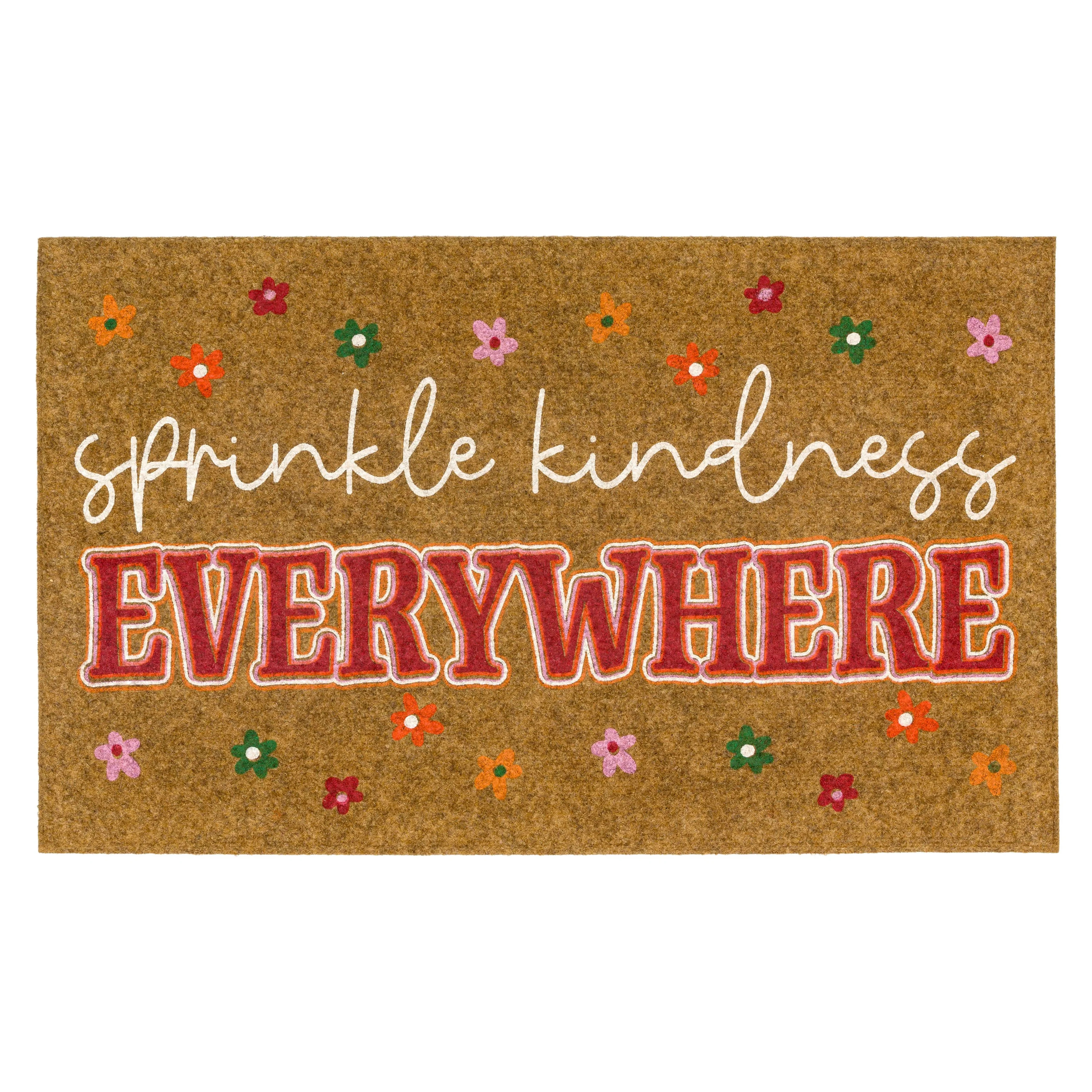 Sprinkle Kindness Everywhere All Weather Moisture Absorbent Low Pile Slice Doormat, Tan, 18" x 30... | Walmart (US)