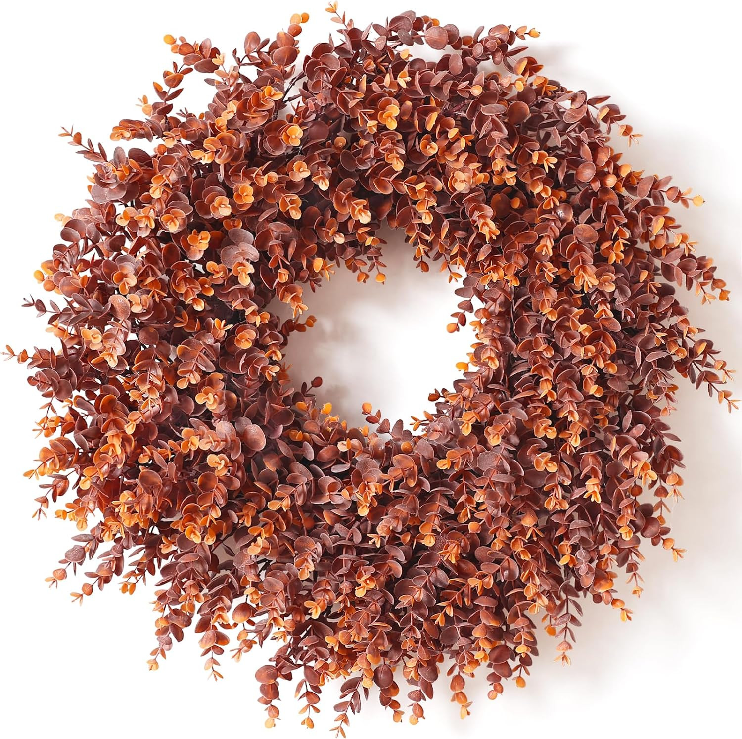 24" Fall Artificial Lifelike Touch Eucalyptus Wreath (Dark Orange) | Amazon (US)