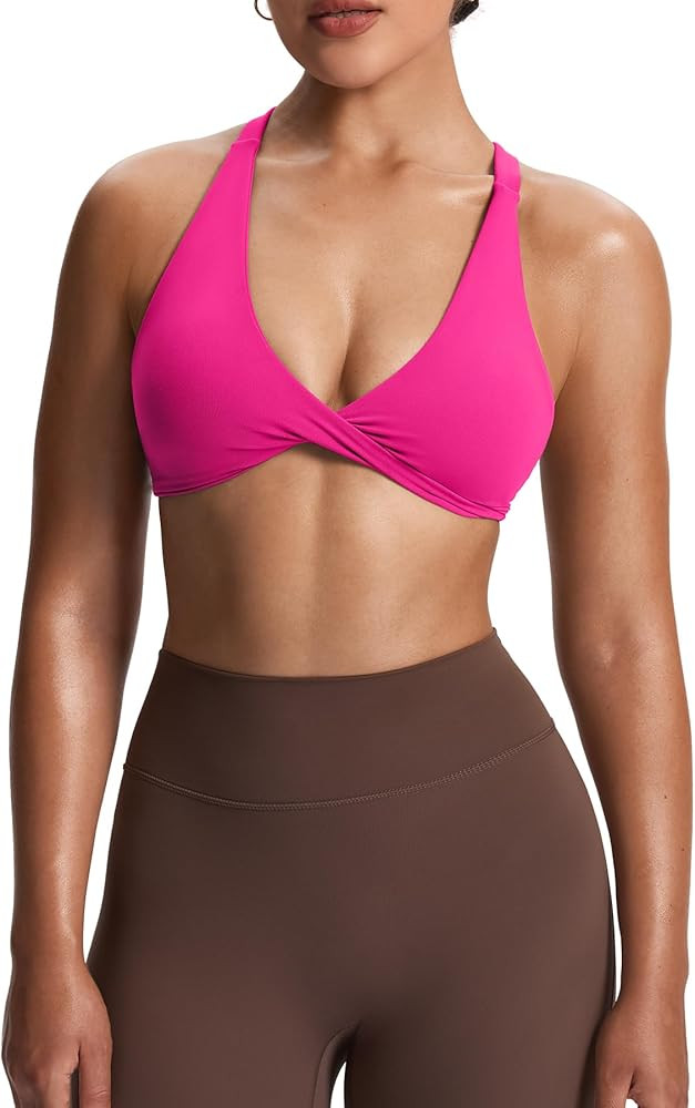 Aoxjox Women's Workout Sports Bras Fitness Satara Low Impact Bra Yoga Crop Tank | Amazon (US)
