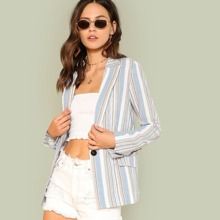 Stripe Blazer with Dual Pockets | SHEIN