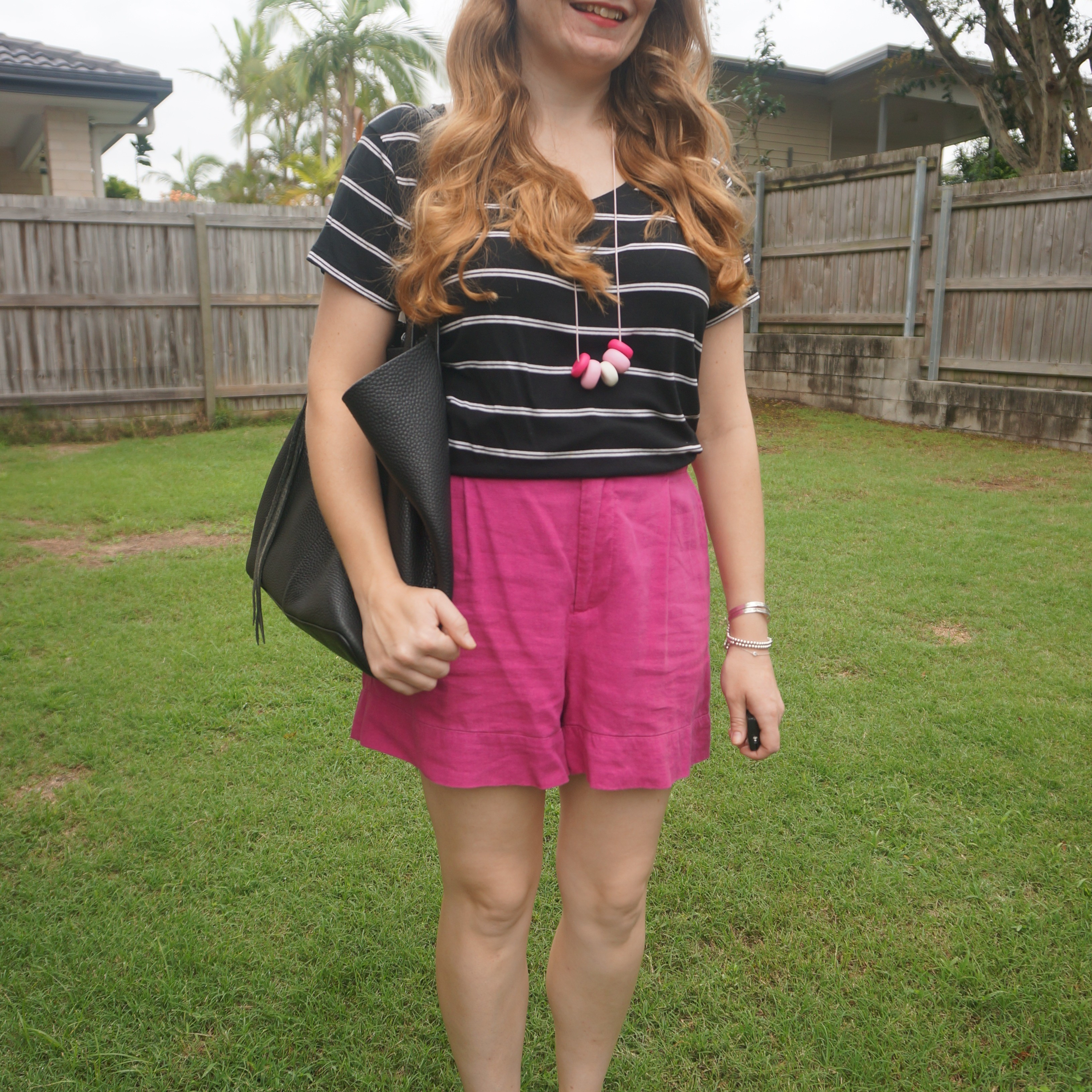 Thrifted shorts and tee outfit with this Mossimo black and white striped tee, fuchsia pink Kmart linen shorts and preloved Rebecca Minkoff unlined tote bag 💕

#LTKbag #LTKaustralia #LTKspring
