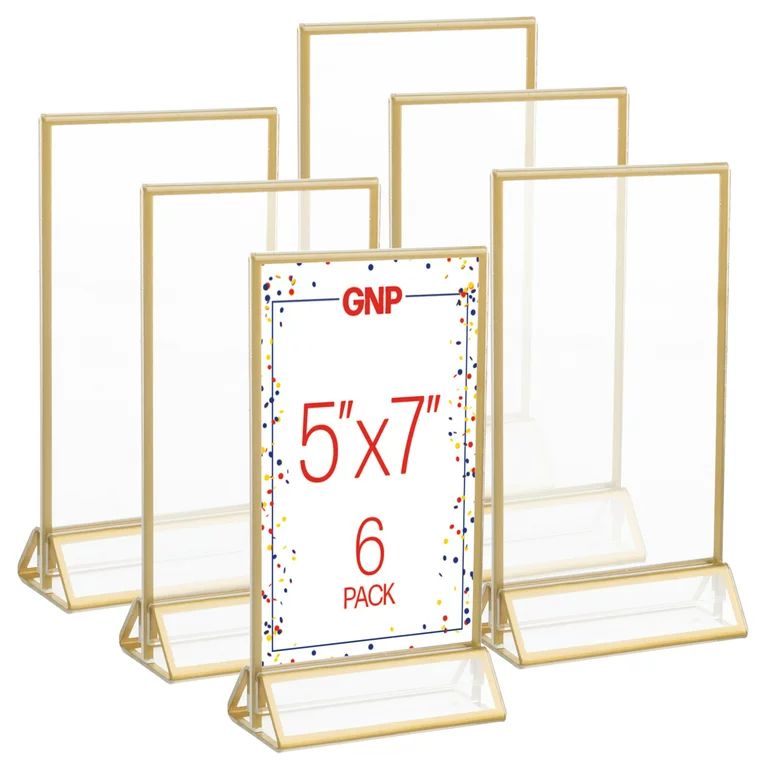 Great Northern Party 5x7 Picture Frame 6-Pack for Table Numbers, Gold | Walmart (US)