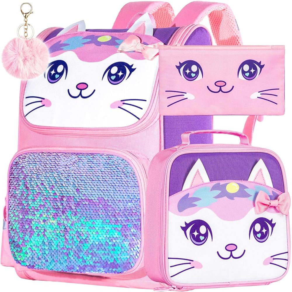 KLFVB 3PCS Backpack for Girls and Boys, 15" Unicorn Dinosaur Bookbag with Lunch Box, Kids Prescho... | Amazon (US)