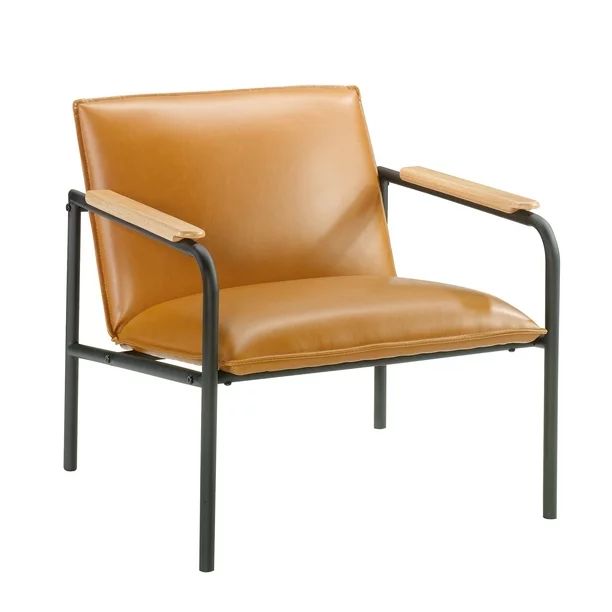 Sauder Boulevard Cafe Metal Cushioned Lounge Chair, Camel Faux Leather - Walmart.com | Walmart (US)