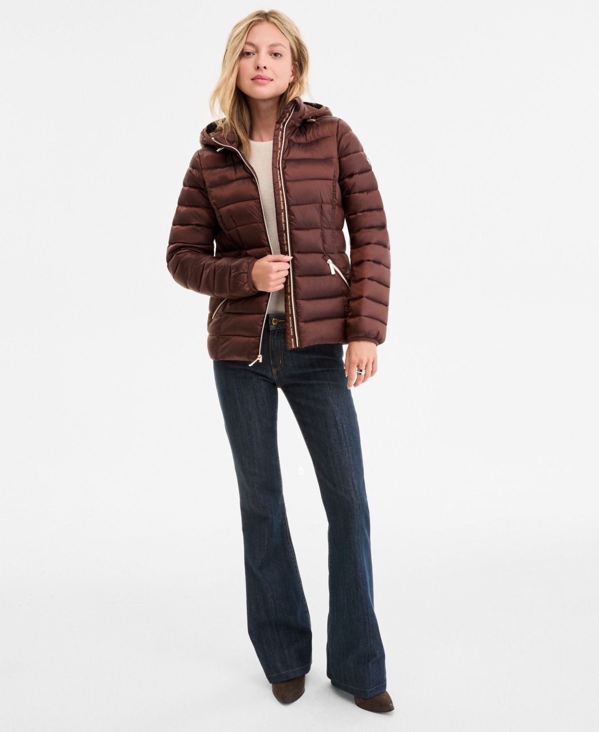 Michael Michael Kors Women's Hooded Shine Packable Puffer Coat, Exclusively at Macy's - Dk Caramel | Macy's