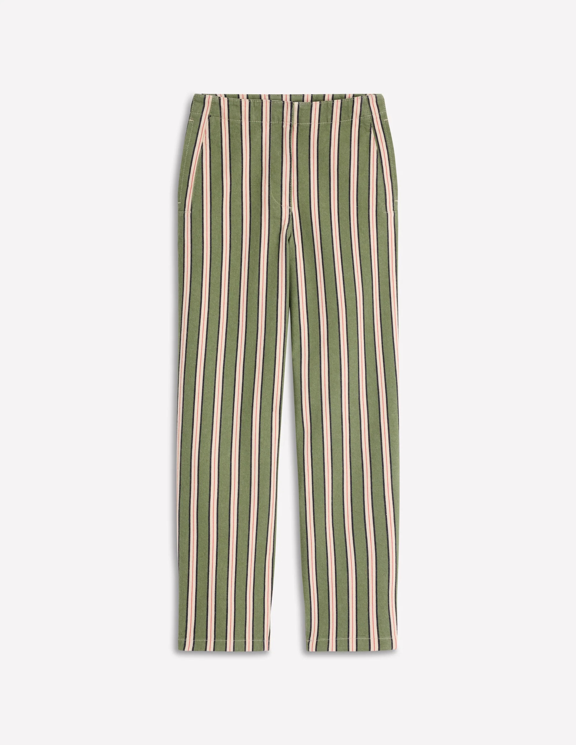 Barrel Leg Chino Trousers-Green, Navy, Pink Stripe | Boden UK