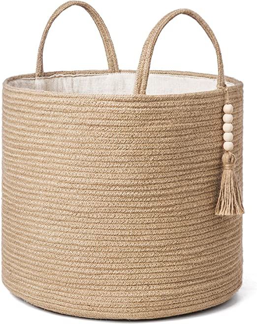 Mkono Woven Storage Basket Decorative Rope Basket Wooden Bead Decoration for Blankets,Toys,Clothe... | Amazon (US)