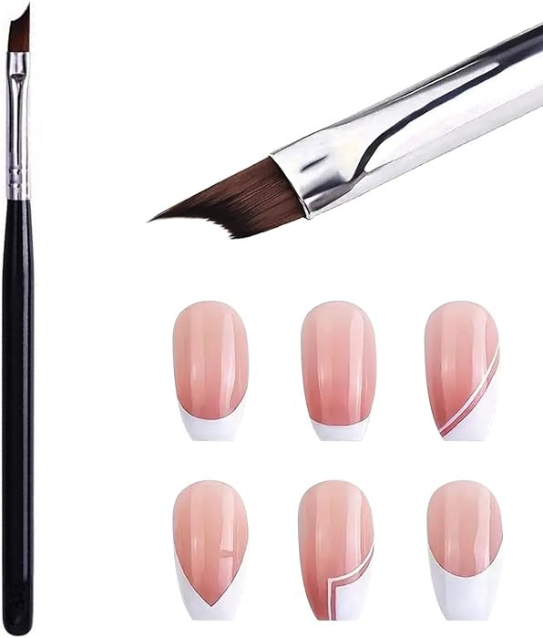 Oblique Head French Tip Nail Brush Black Handle UV Gel Acrylic Painting Drawing Pen Pack of 1 | Amazon (US)