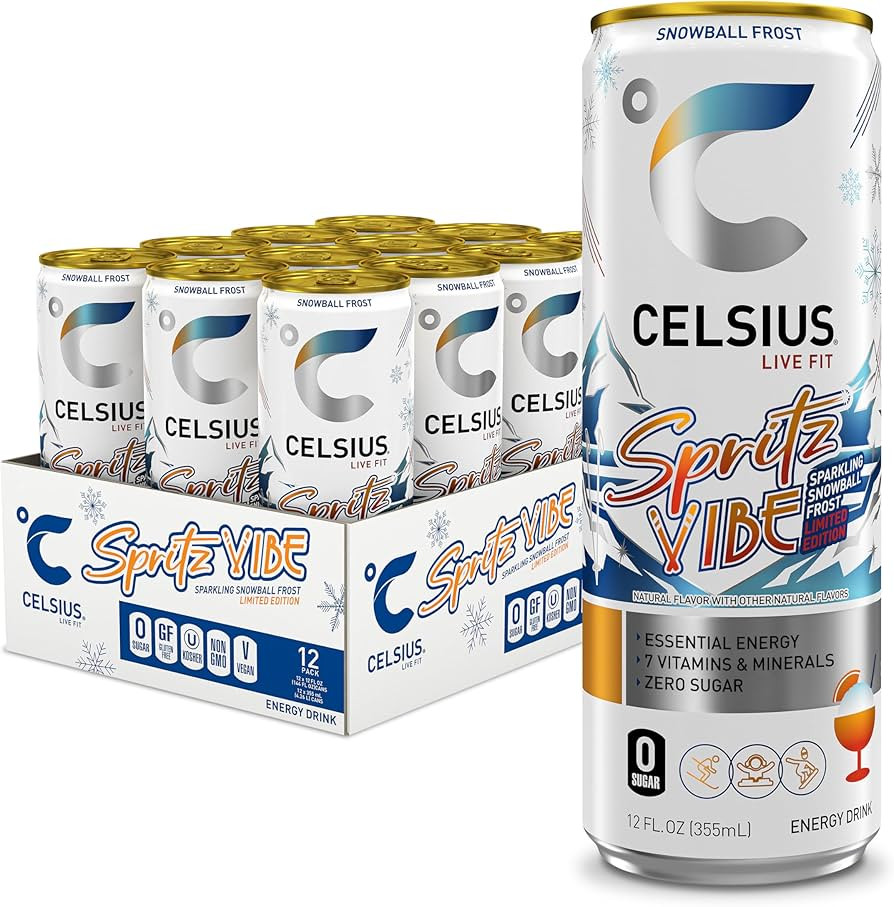 CELSIUS Sparkling Spritz Vibe Limited Edition, Sugar Free Energy Drink, 12 Fl Oz (Pack of 12) | Amazon (US)