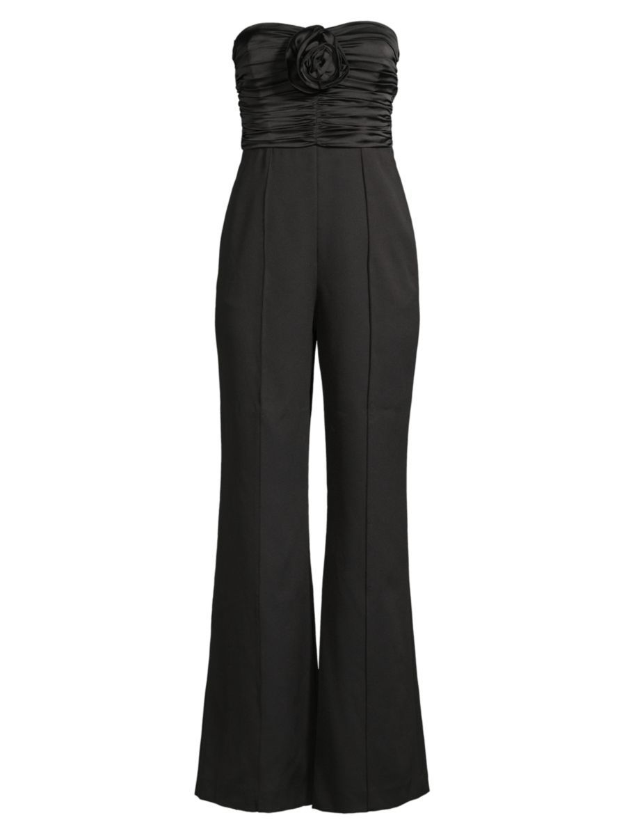 Shop Milly Saoirse Ruched Cady Flared Jumpsuit | Saks Fifth Avenue | Saks Fifth Avenue