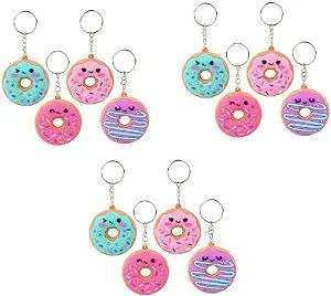 2.25 Inch Donut Face Keychains -12 Pk - Party Favor, Accessory, Goody Bags, Prizes, Pinatas, Carn... | Amazon (US)