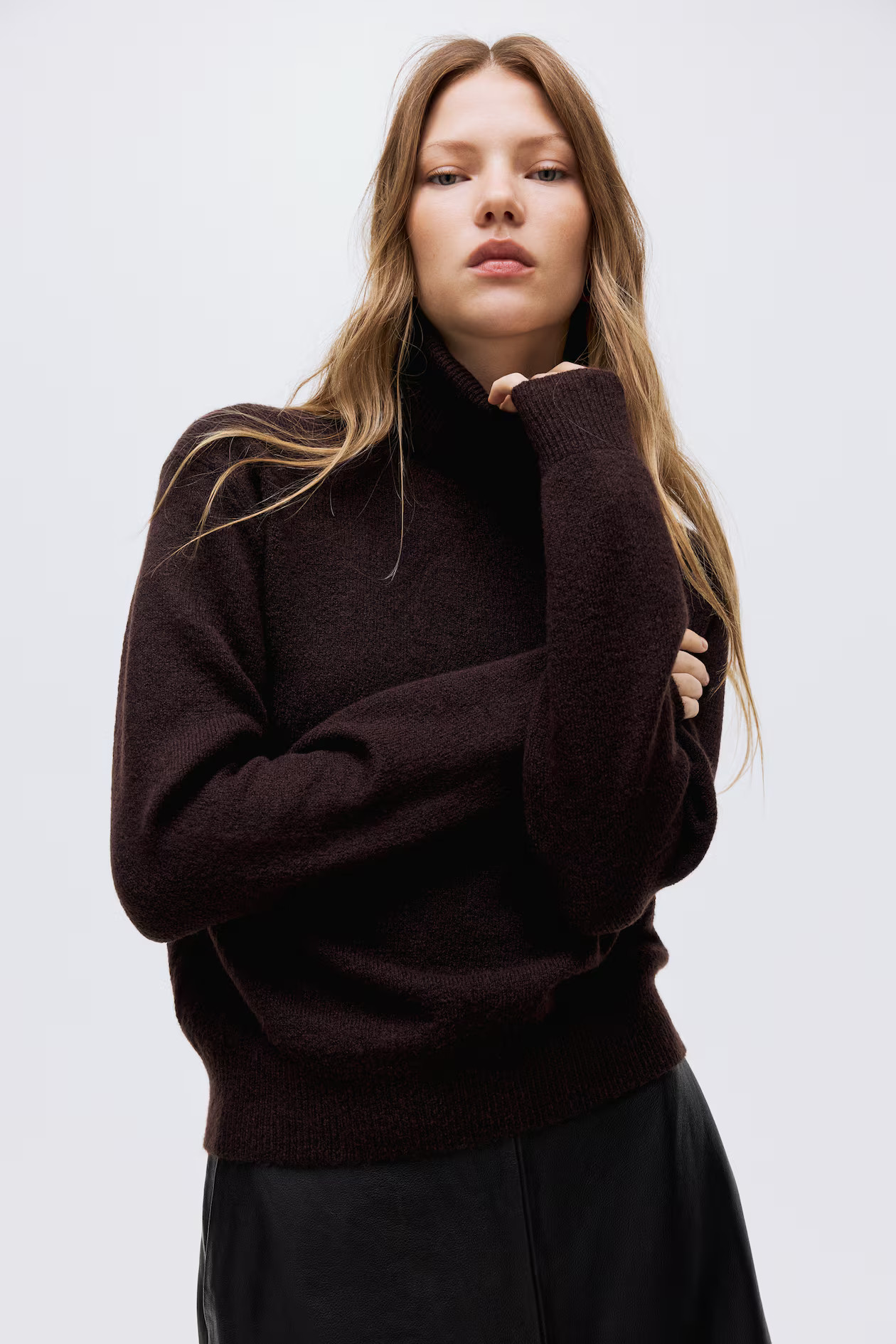 Polo-neck jumper - Dark brown - Ladies | H&M GB | H&M (UK, MY, IN, SG, PH, TW, HK)