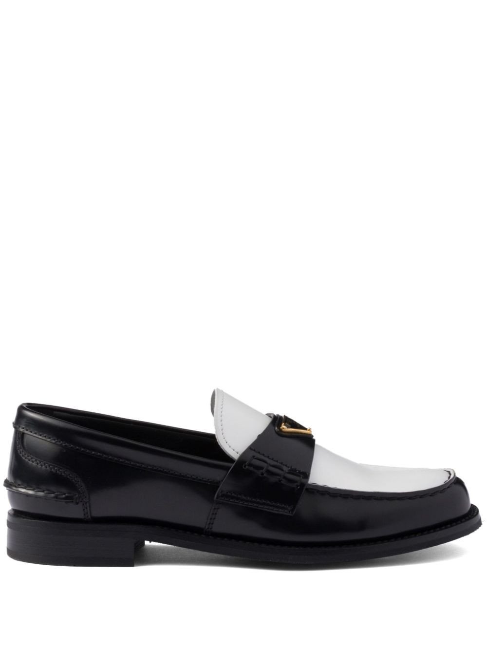 Prada two-tone brushed-leather loafers - Black | Farfetch Global